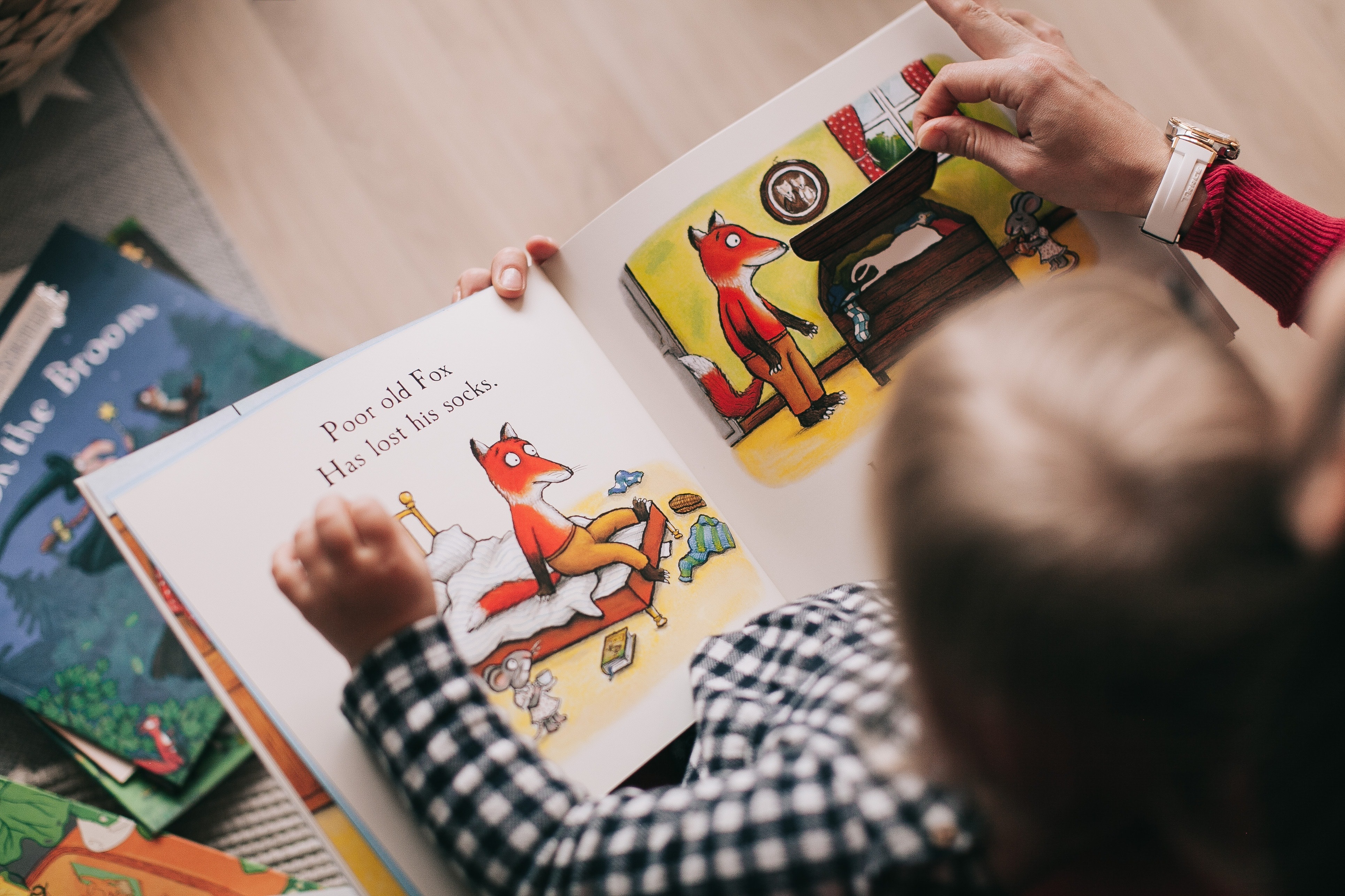 Kind am Lesen eines Bilderbuches